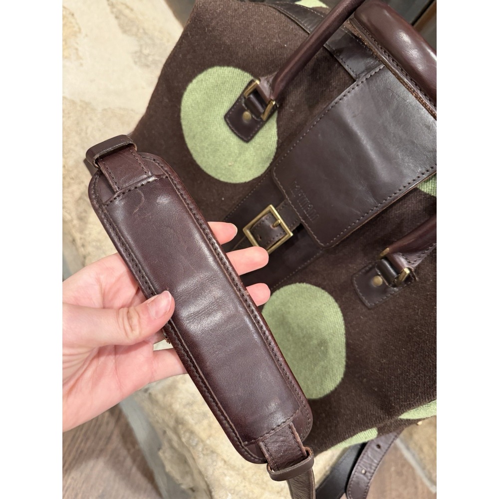 Hartmann Retro Carry On Vintage‎ Wool Leather Brown & Green Polka Dot Carry-On - Picture 9 of 12